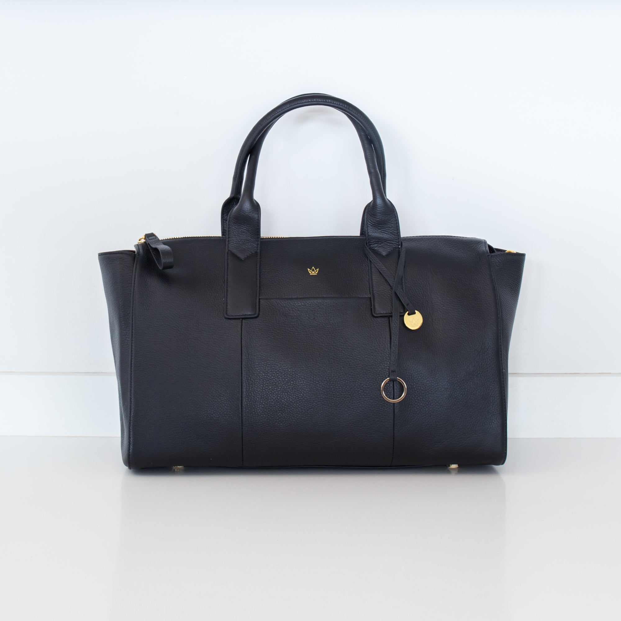 K'LEA Belle diaper bag in black genuine leather